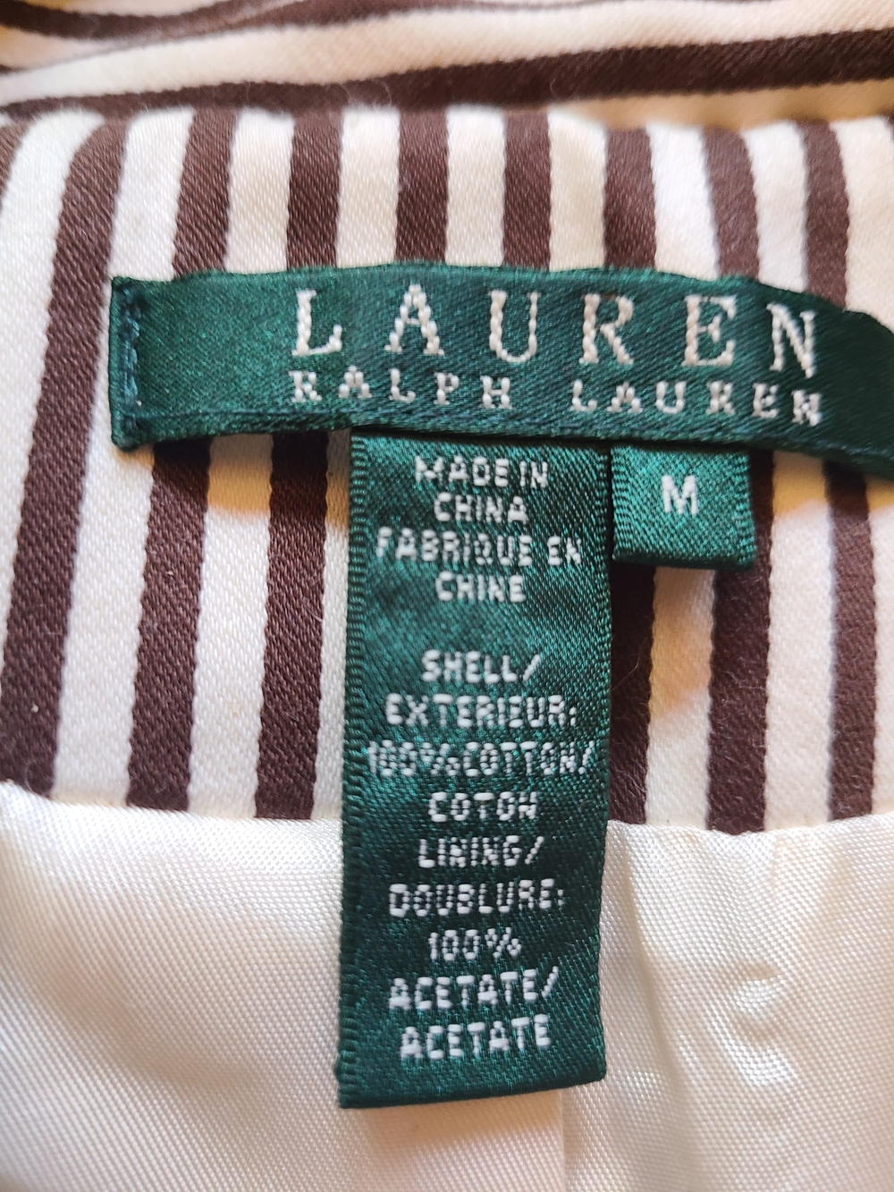 Lauren Ralph Lauren Brown and White Striped Double-Breasted Trench - Picture 5 of 6